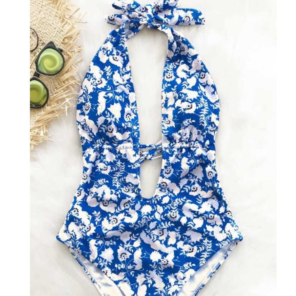 Cupshe “Crystal Ball” halter one-piece swimsuit